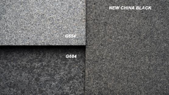 Põletatud pinnaga New China Black võrdluses G684 ja G654-ga